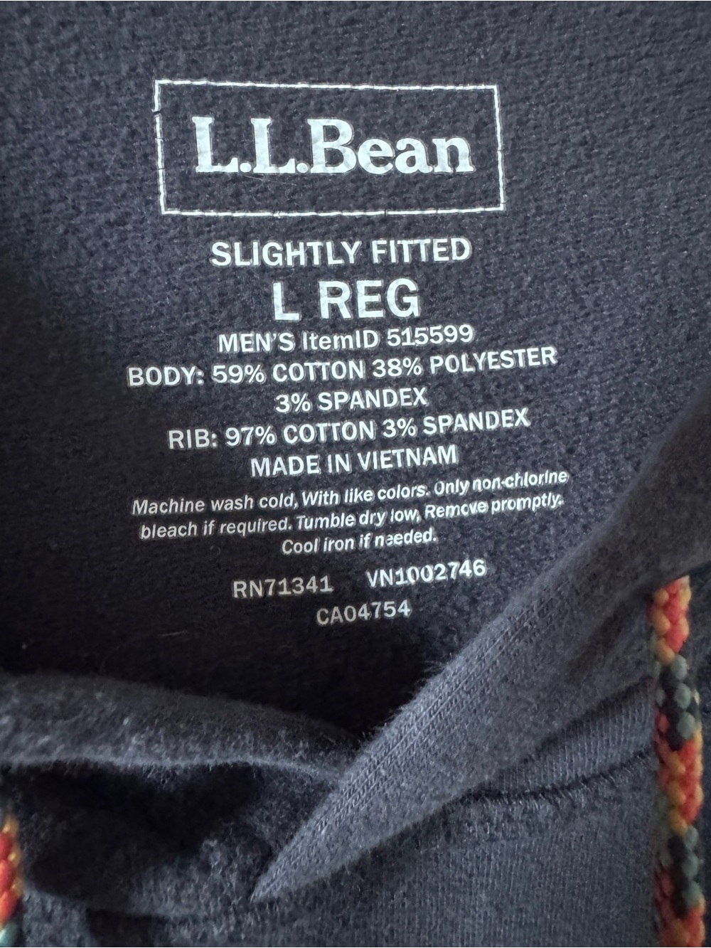 L.L. Bean Men's Navy Slightly Fitted Comfort Camp Hoodie-Large - Picture 2 of 5